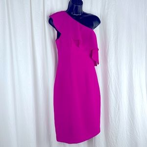 Trina Turk Women’s One Shoulder Magenta Pink Midi Dress NWT Size 2 Fuchsia